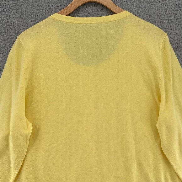 Talbots Sweater Women L Petite Yellow Button Up Cardigan 3/4 Sleeve Stretch Knit - Picture 4 of 9